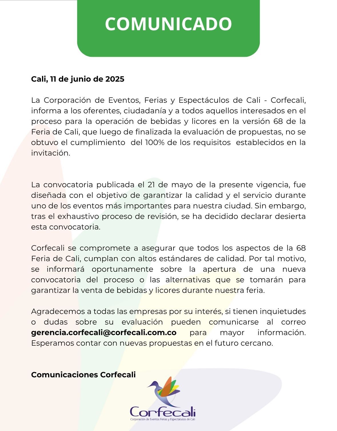 Interesados en la convocatoria para la selección del operador de bebidas y licores de la 68 Feria de Cali